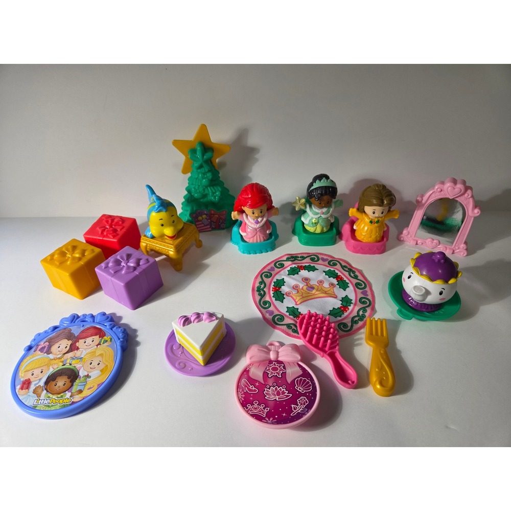 Fisher Price Little People Disney Princess Christmas Tea Party Ariel Tiana Belle